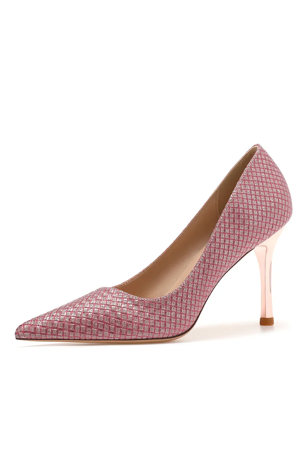 Wedding Shoes Microfiber Leather Close-Toe Stiletto Heel With Sequins