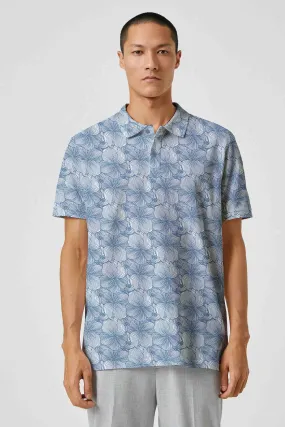 White Allover Hibiscus Floral Golf Polo Mens Shirt