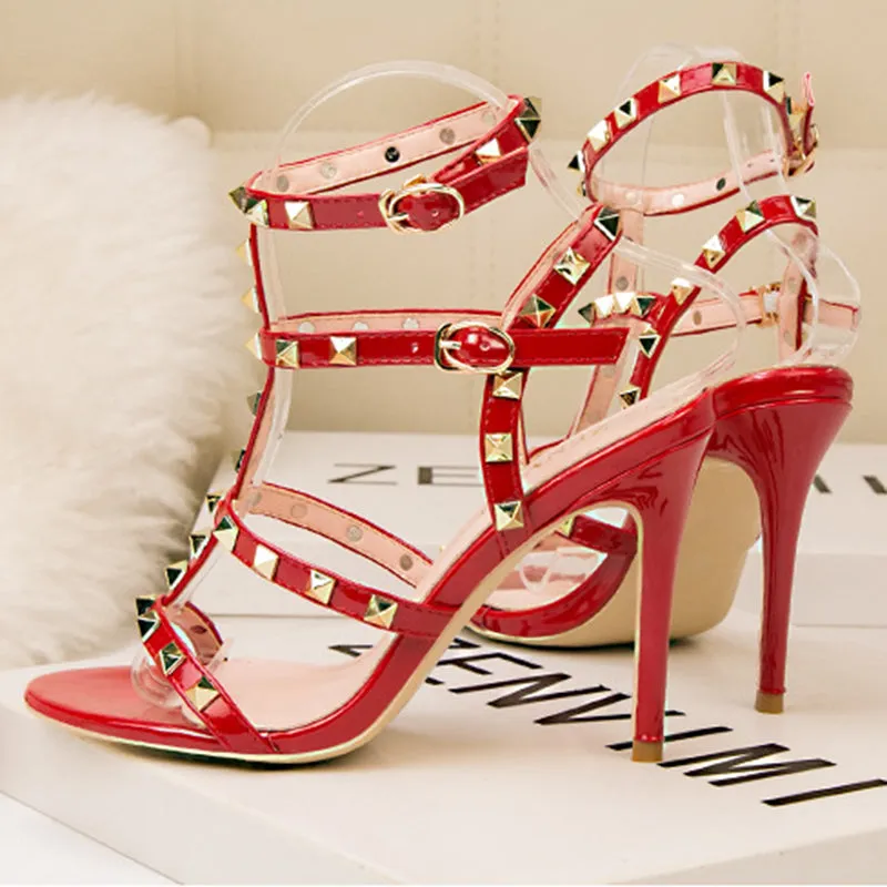 Women Prom Shoes Retro Studded Stiletto Heels