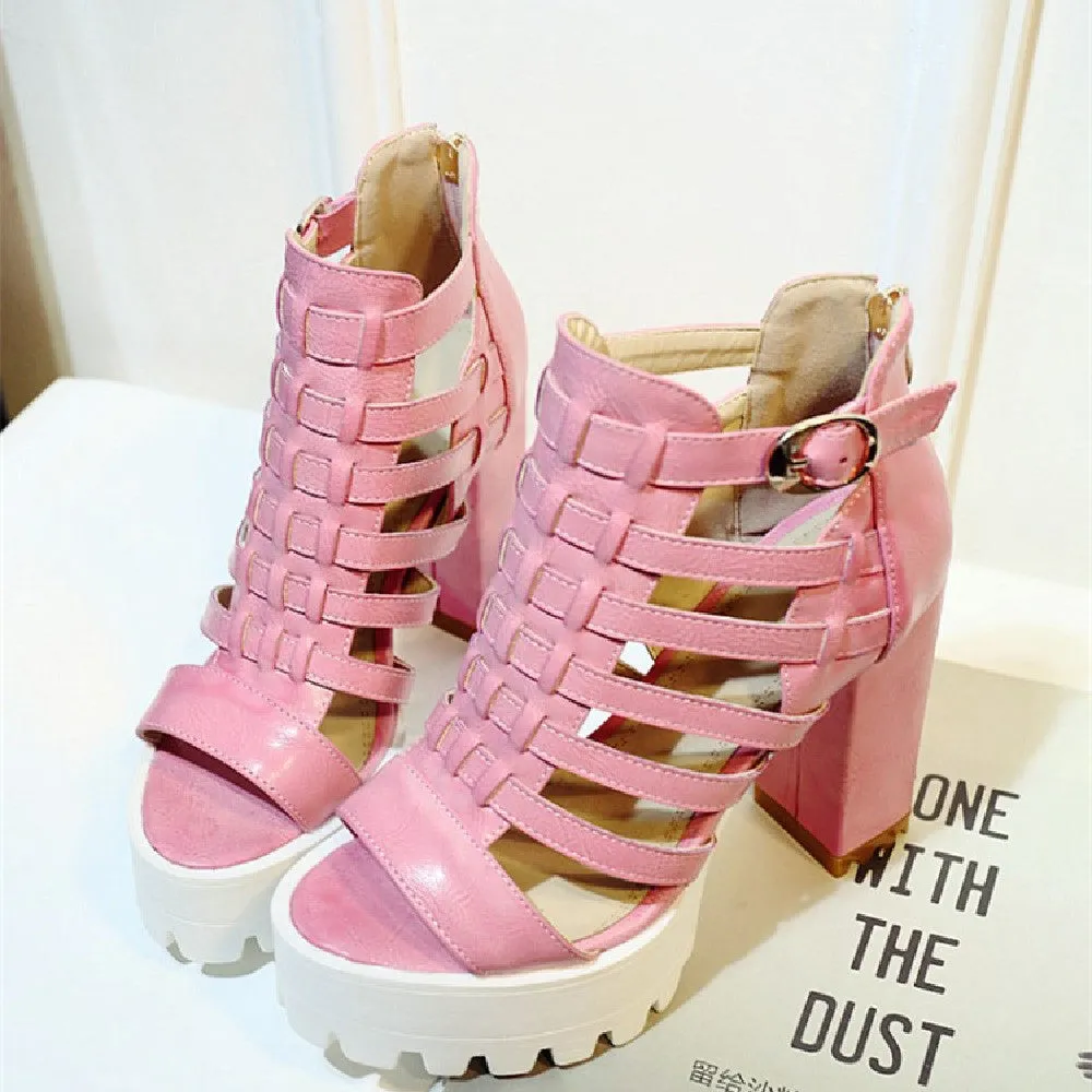 Women's Fashion Thick High Heel Sandals - GlamzLife