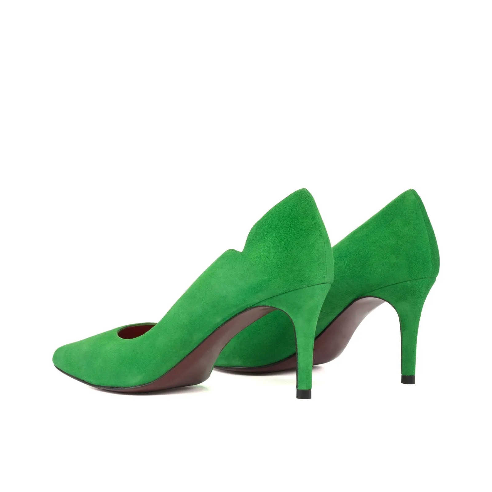 Women's Genoa Pointed Toe Leather Heels Wide Plus Size Clover Green 5278