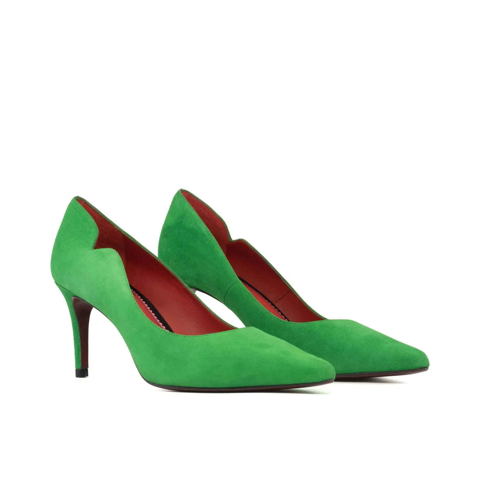 Women's Genoa Pointed Toe Leather Heels Wide Plus Size Clover Green 5278