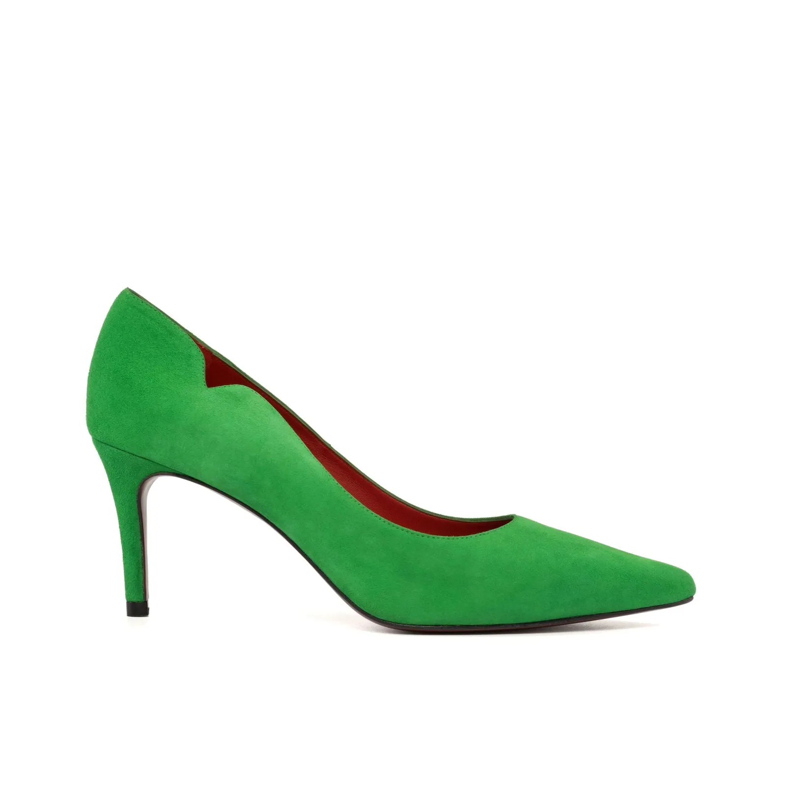Women's Genoa Pointed Toe Leather Heels Wide Plus Size Clover Green 5278