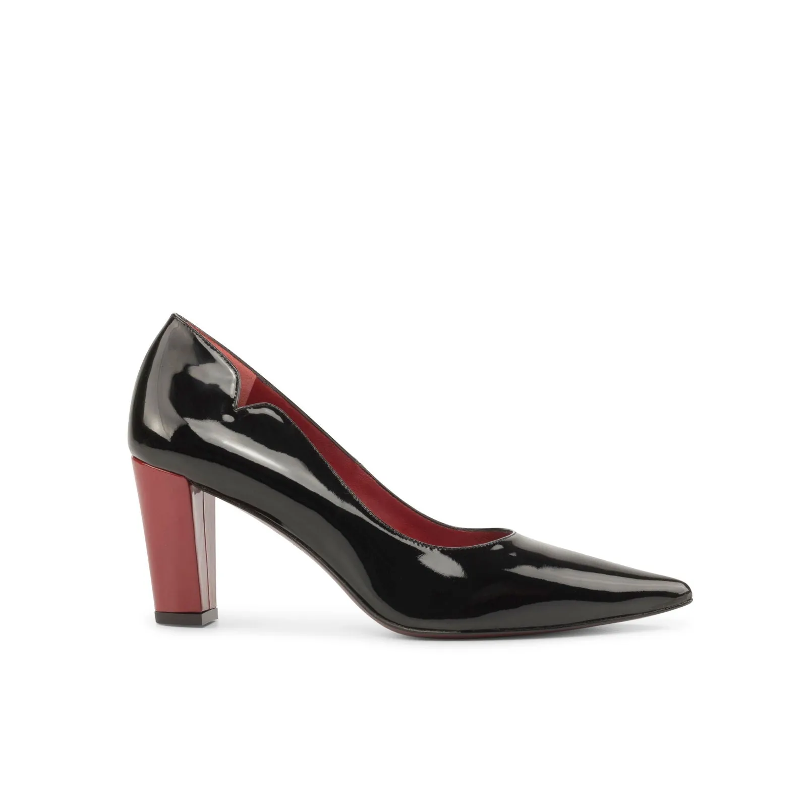 Women's Genoa Pointed Toe Leather Heels Wide Plus Size Passion Red Luxury Black 4914