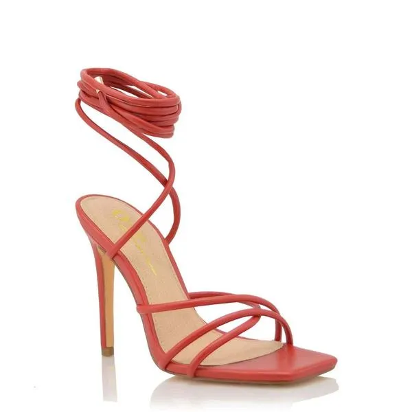Women's Lace Up Square Toe Stiletto Heels - Danna