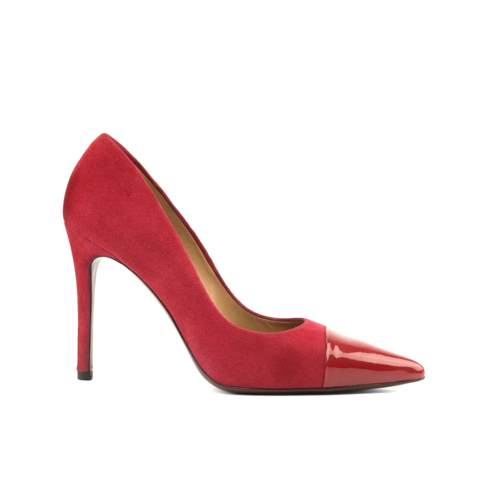 Women's Milan Pointed Toe Leather Heels Wide Plus Size Passion Red 4773