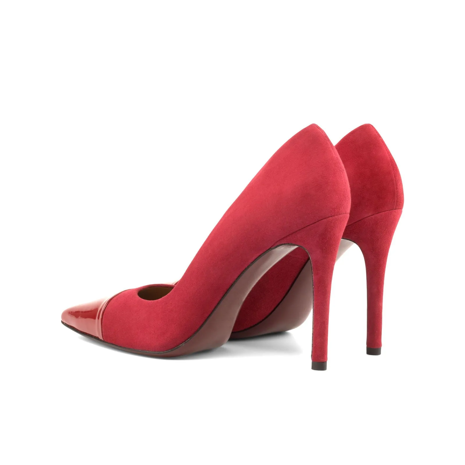 Women's Milan Pointed Toe Leather Heels Wide Plus Size Passion Red 4773