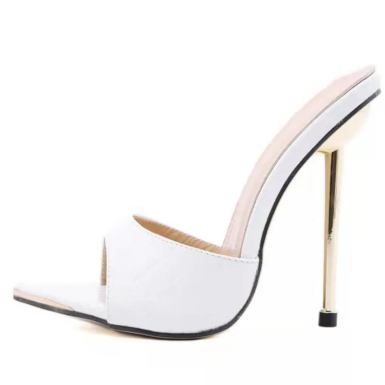 Women's pointed peep toe snakeskin stiletto high heels