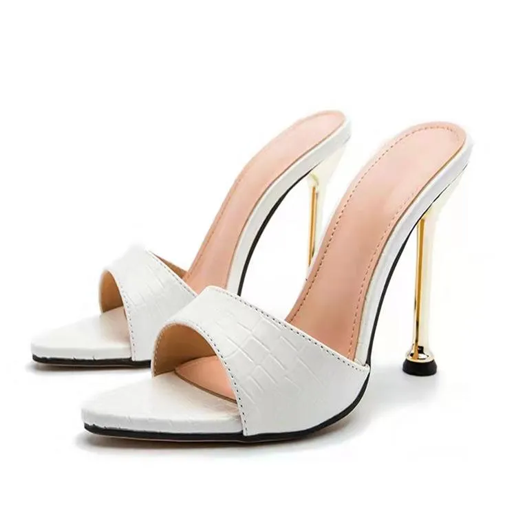 Women's pointed peep toe snakeskin stiletto high heels