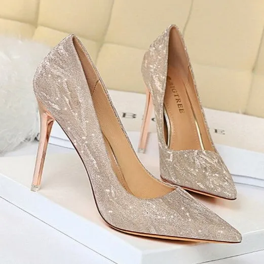Women's rhinestone wedding bridal high heels sexy glitter closed toe stiletto heels