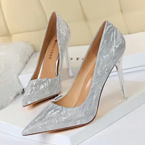 Women's rhinestone wedding bridal high heels sexy glitter closed toe stiletto heels