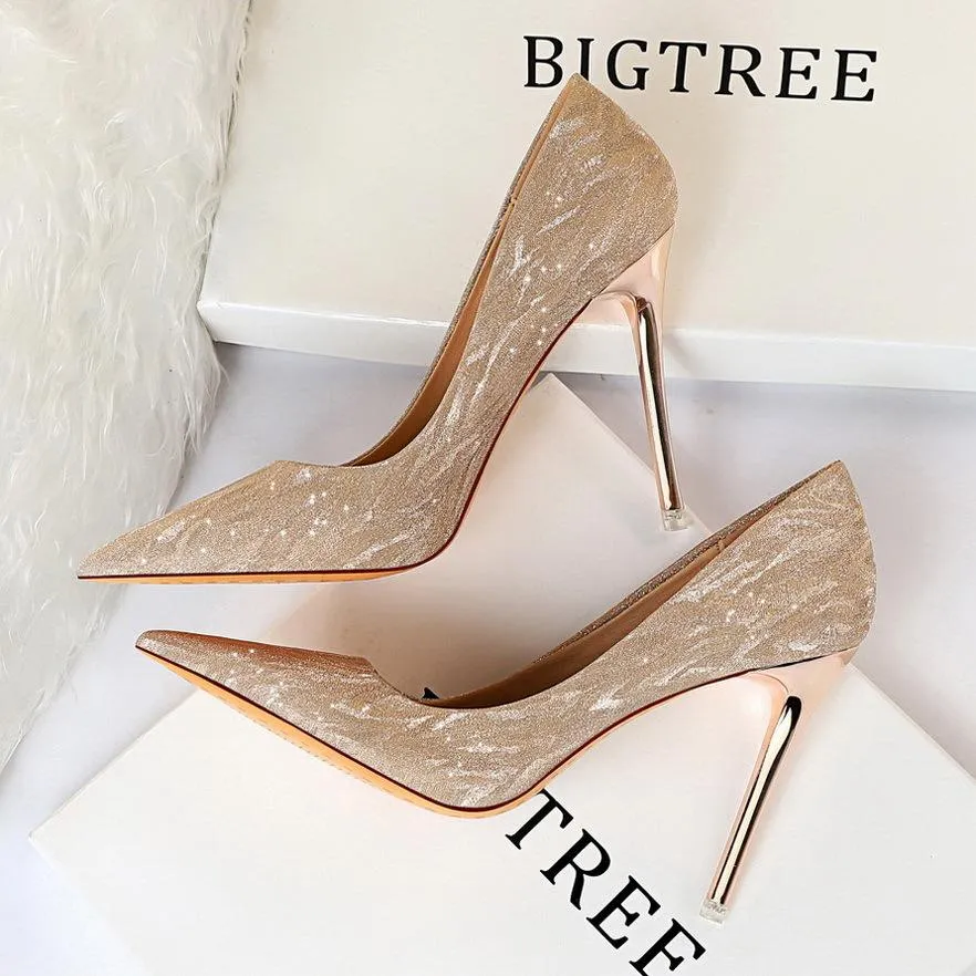 Women's rhinestone wedding bridal high heels sexy glitter closed toe stiletto heels