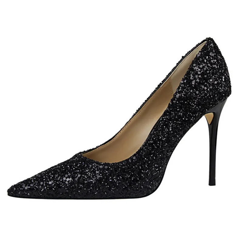 Women's rhinestone wedding high heels closed pointed toe stiletto heels