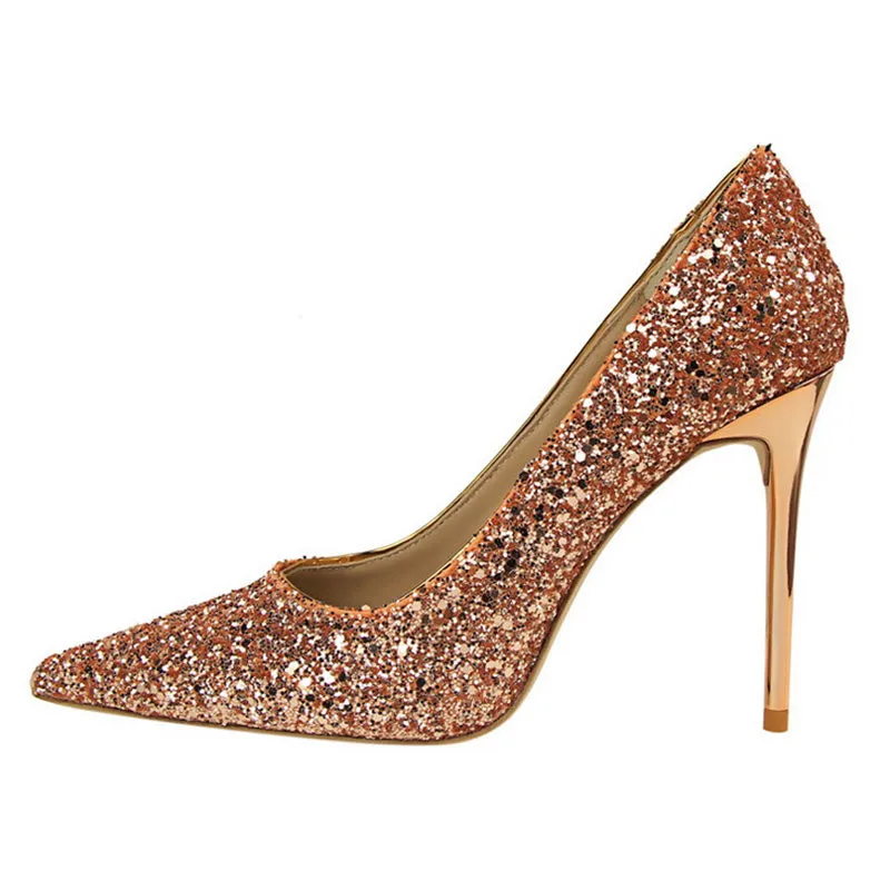 Women's rhinestone wedding high heels closed pointed toe stiletto heels