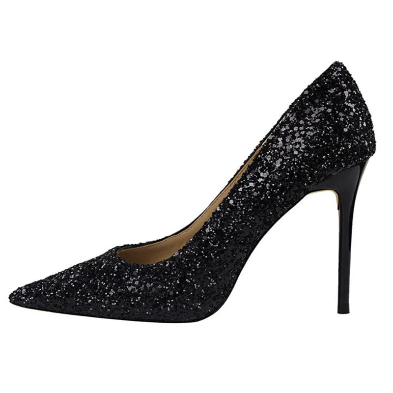 Women's rhinestone wedding high heels closed pointed toe stiletto heels