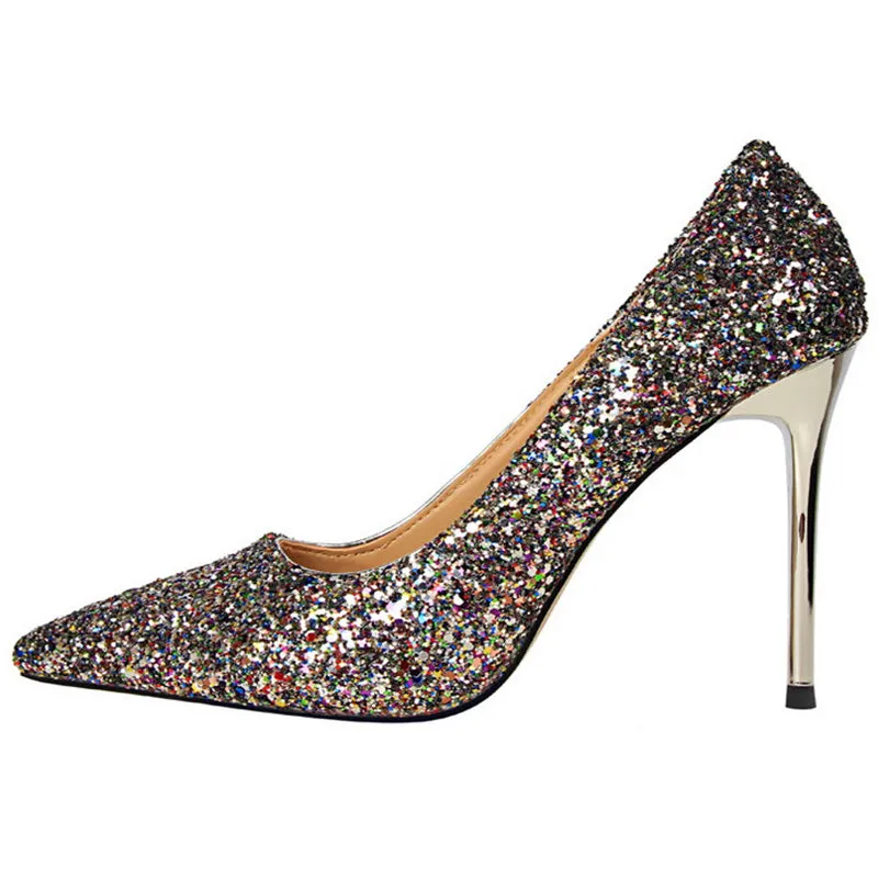 Women's rhinestone wedding high heels closed pointed toe stiletto heels