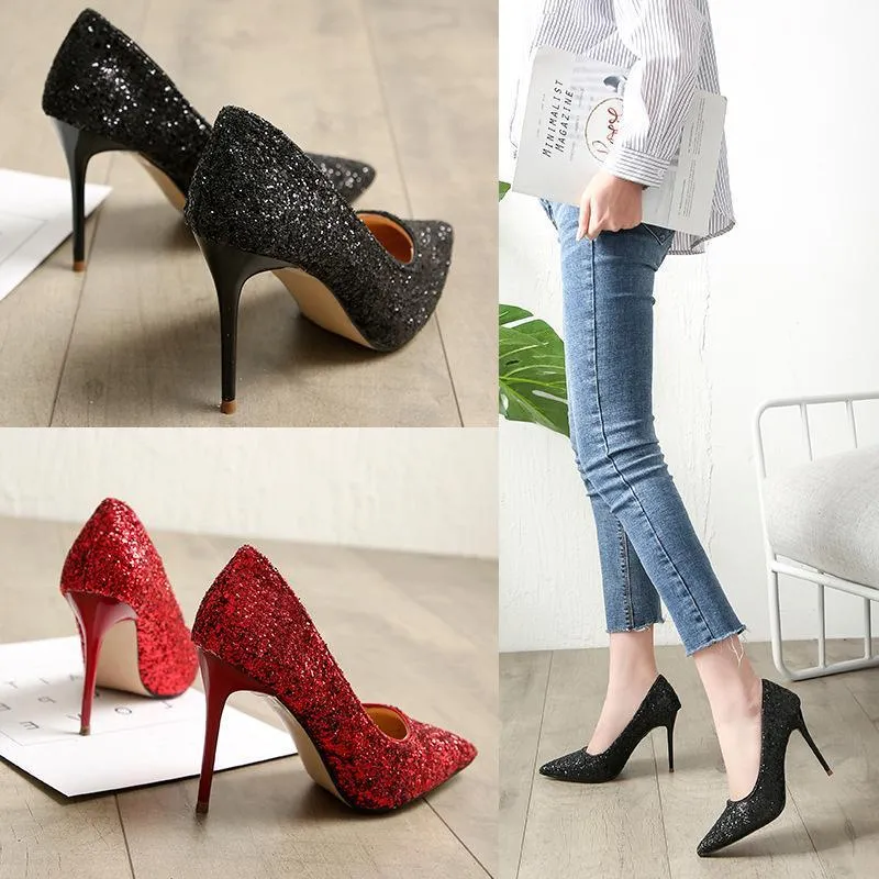 Women's rhinestone wedding high heels closed pointed toe stiletto heels