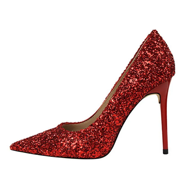 Women's rhinestone wedding high heels closed pointed toe stiletto heels