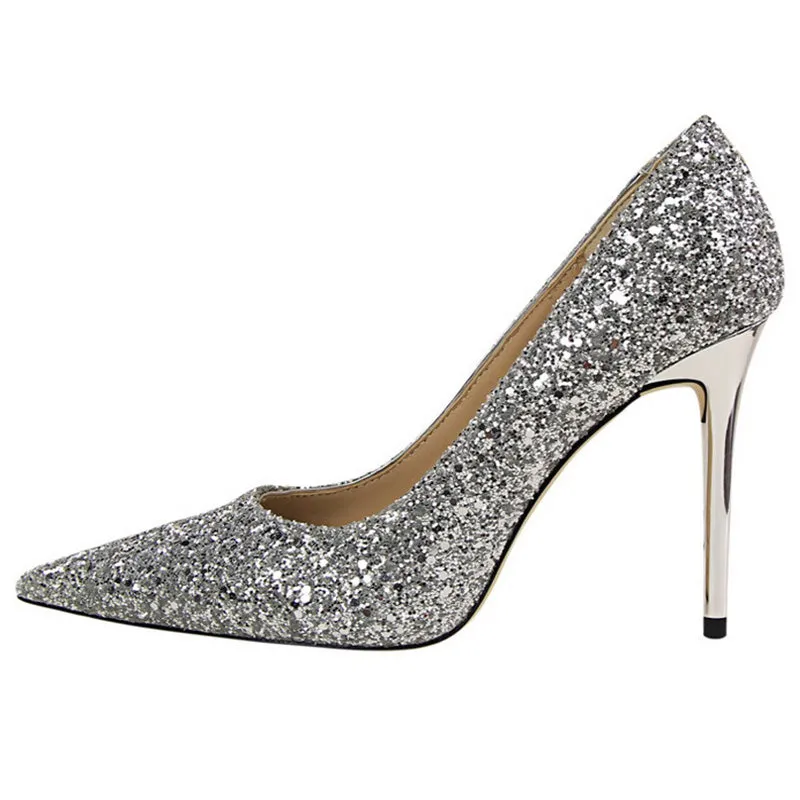 Women's rhinestone wedding high heels closed pointed toe stiletto heels