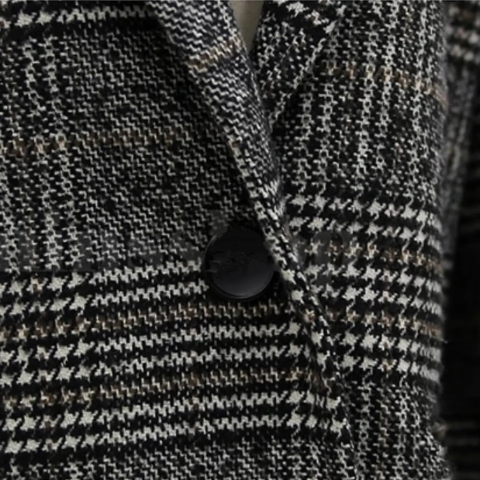 Women's Spring/Autumn Plaid Long Woolen Coat