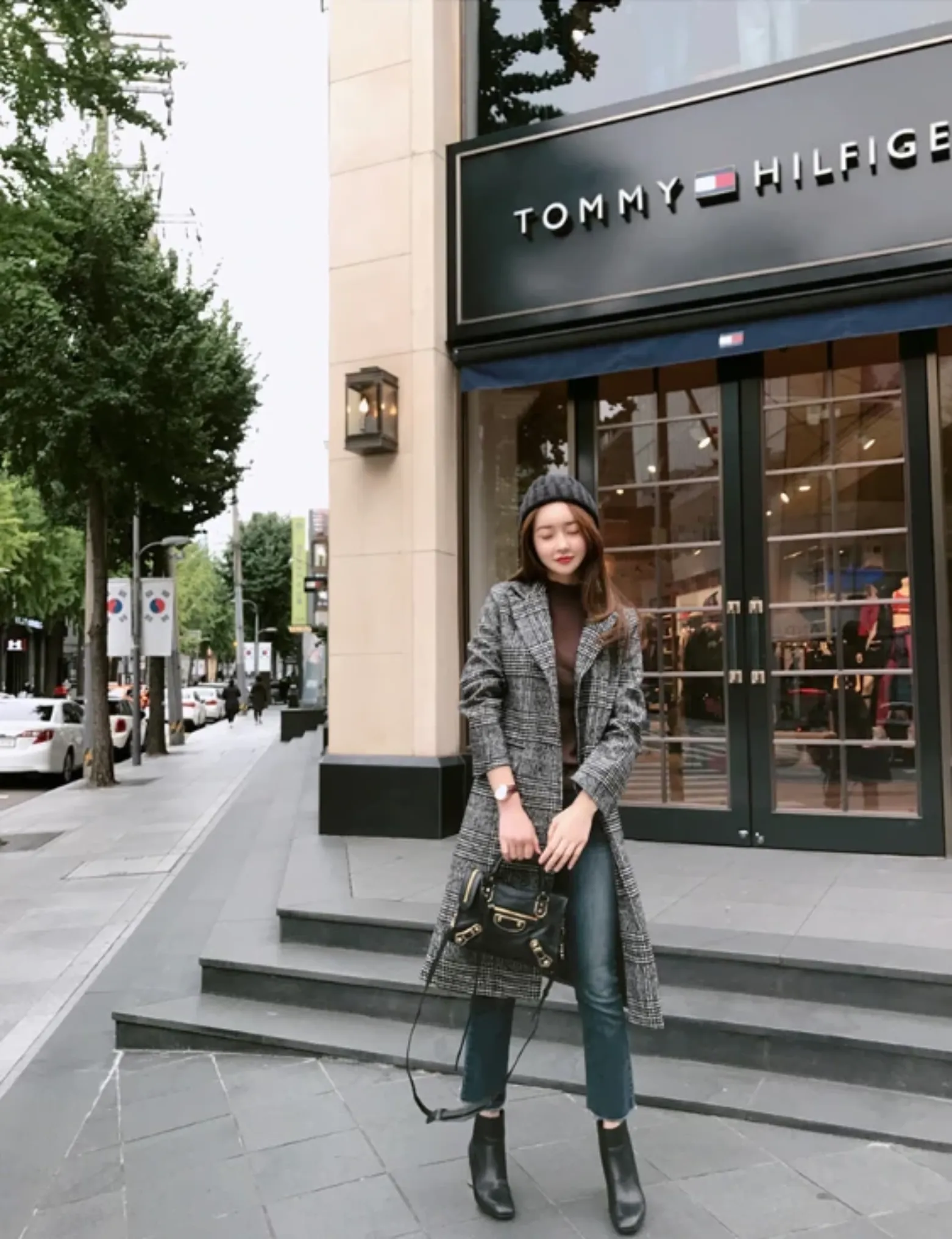 Women's Spring/Autumn Plaid Long Woolen Coat