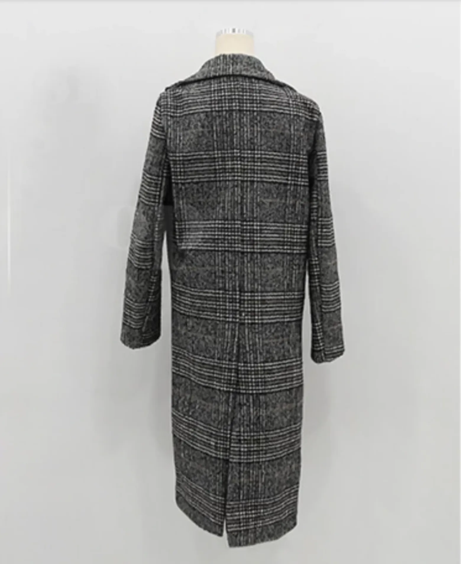 Women's Spring/Autumn Plaid Long Woolen Coat