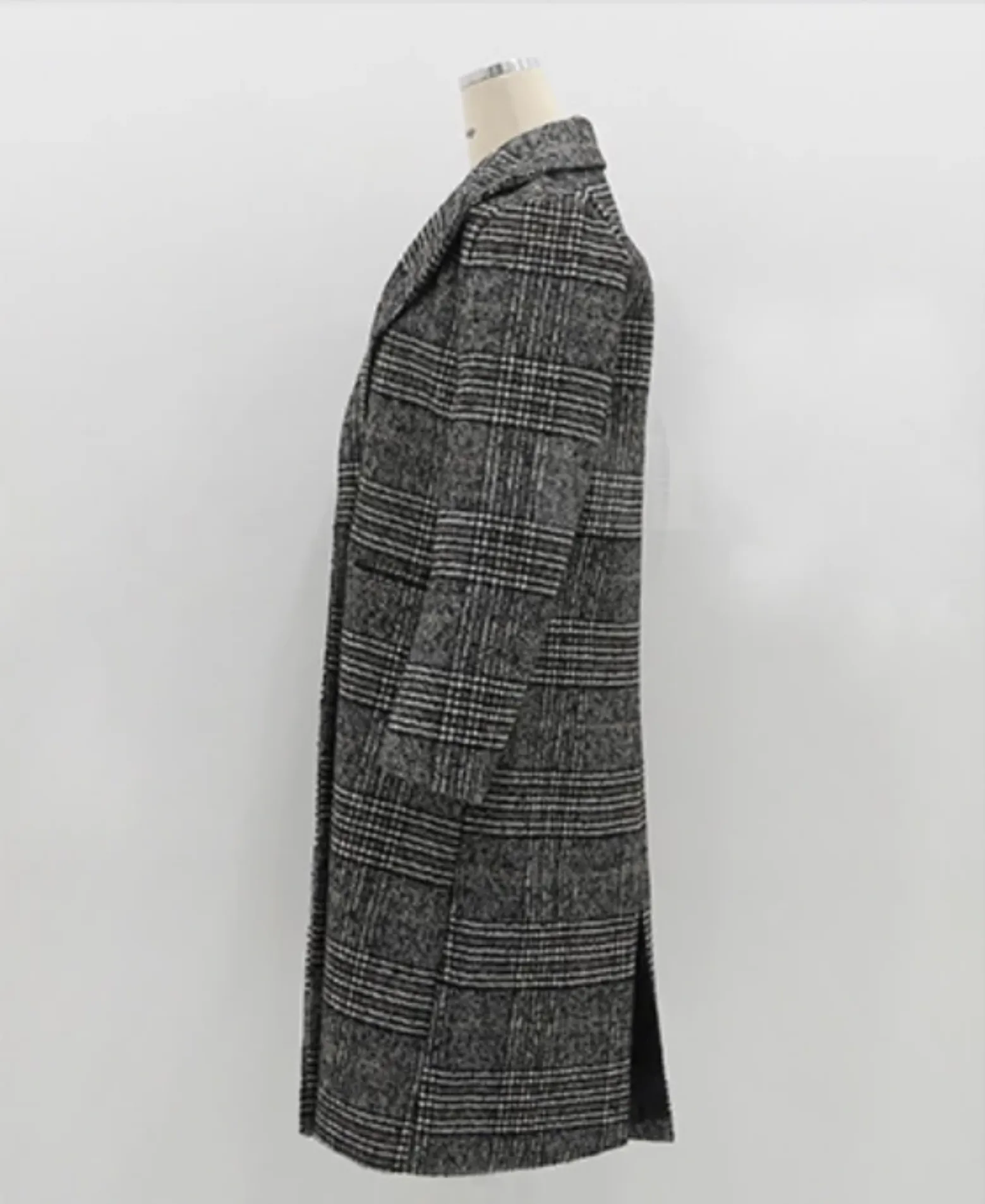 Women's Spring/Autumn Plaid Long Woolen Coat