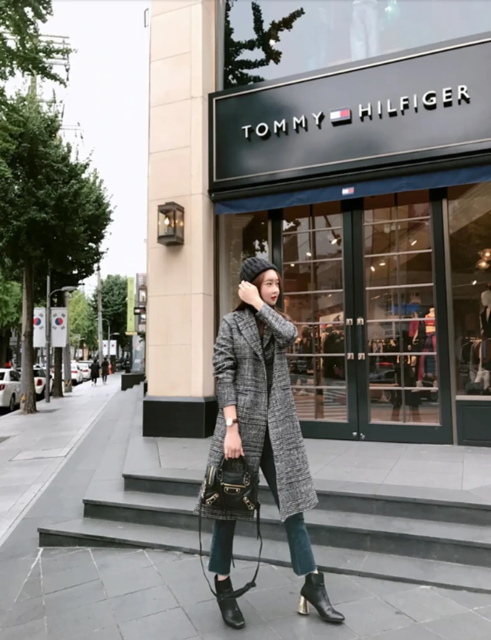 Women's Spring/Autumn Plaid Long Woolen Coat